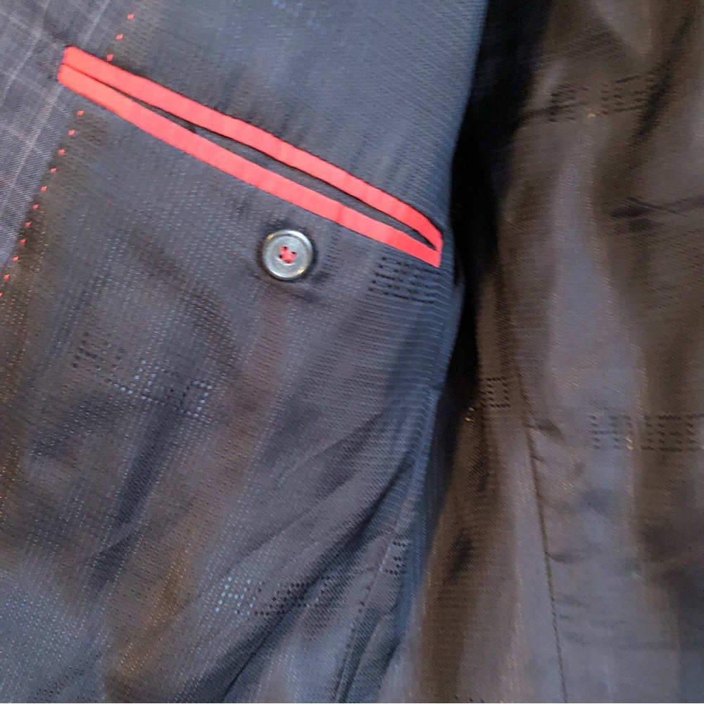 Hugo Boss Aeris $400 Trim Fit Check Sport Coat Black Blue Gray 100% Wool 40R - Picture 8 of 9